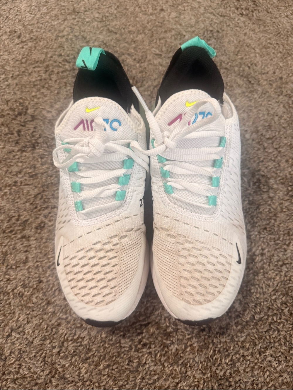 Nike Women’s White Nike Air Zoom 270-style Shoes with Teal Accents